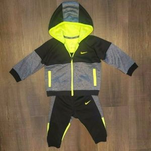 12 mo Nike Dri-Fit gray, black neon green outfit